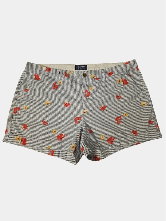 Old Navy Pants - Old Navy Blue & White Striped Floral Print Women's Shorts